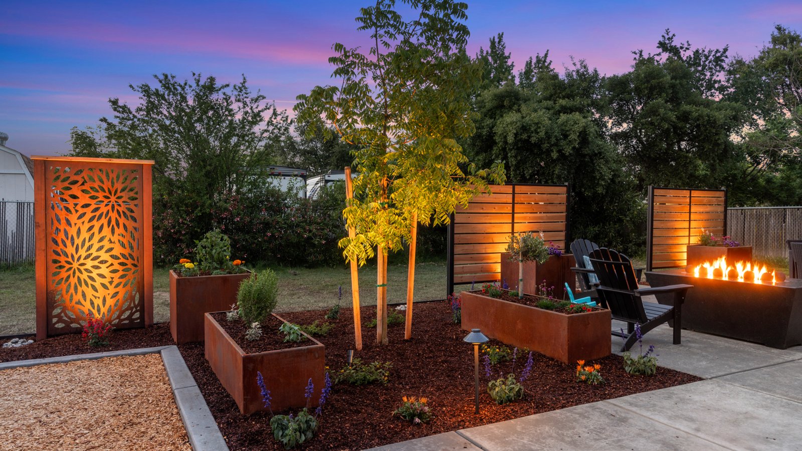 The Fire Garden — landscape construction by Stuteville Landscaping in Northern California